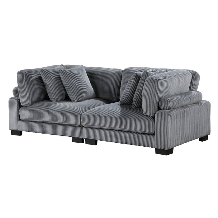 Traverse Gray Corduroy 2-Piece Loveseat