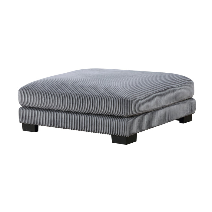 Traverse Gray Corduroy Ottoman