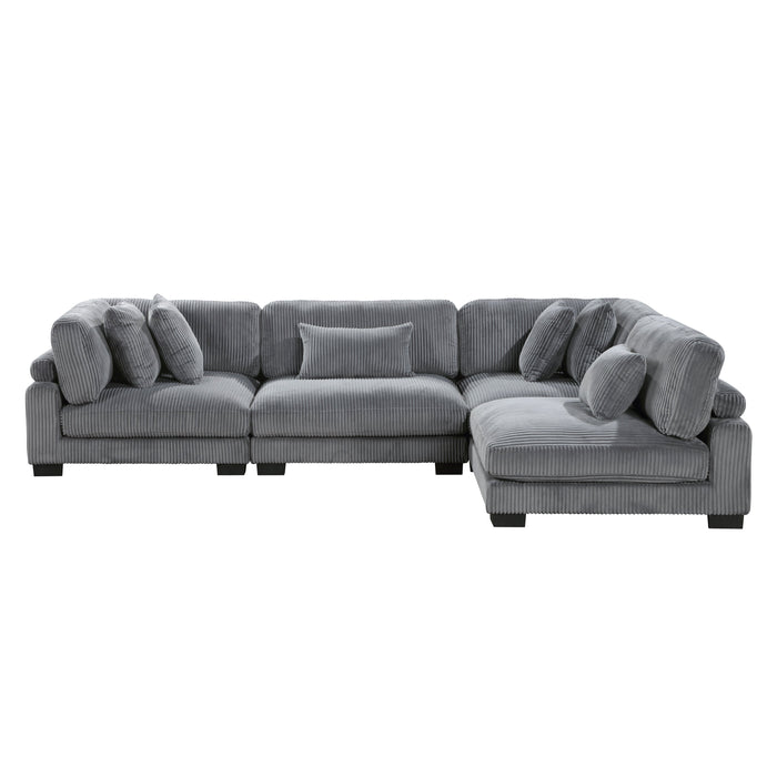 Traverse Gray Corduroy 4-Piece Modular Sectional