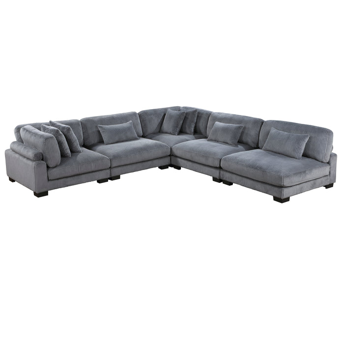 Traverse Gray Corduroy 5-Piece Modular Sectional