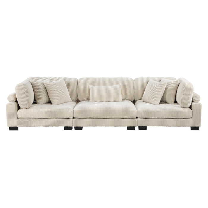 Traverse Beige Corduroy 3-Piece Sofa