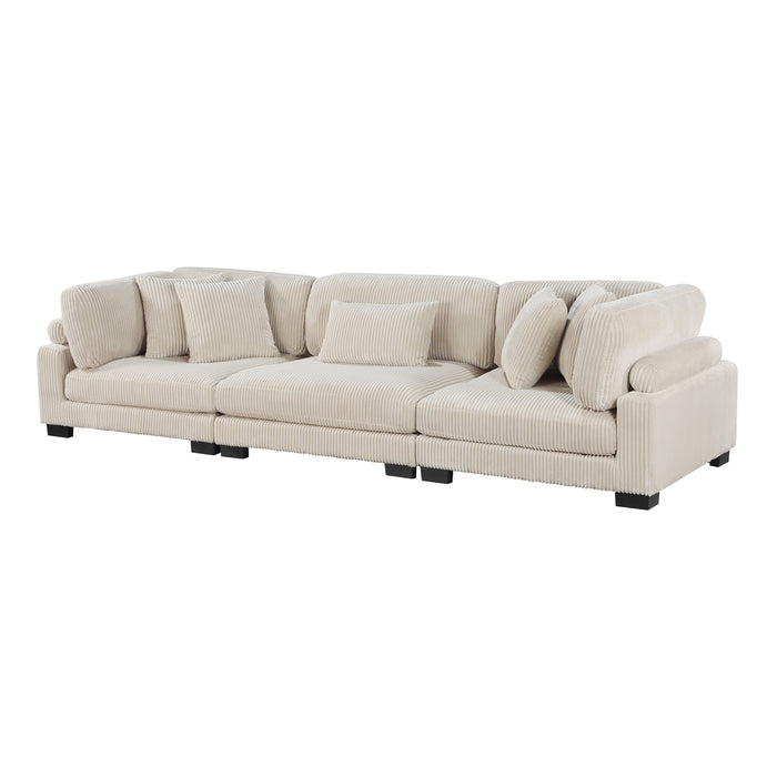 Traverse Beige Corduroy 3-Piece Sofa