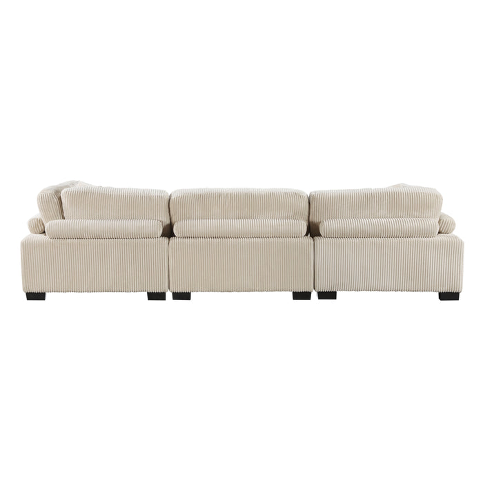 Traverse Beige Corduroy 3-Piece Sofa