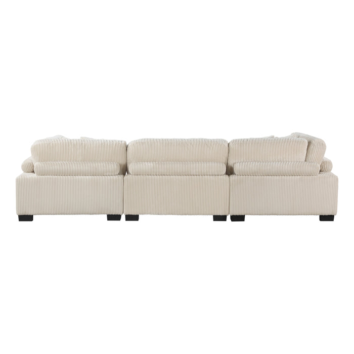 Traverse Beige Corduroy 4-Piece Modular Sectional with Ottoman