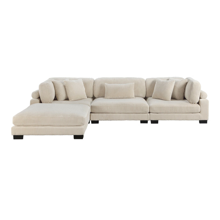 Traverse Beige Corduroy 4-Piece Modular Sectional with Ottoman