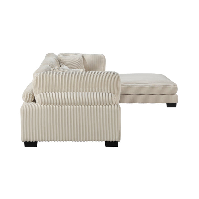 Traverse Beige Corduroy 4-Piece Modular Sectional with Ottoman