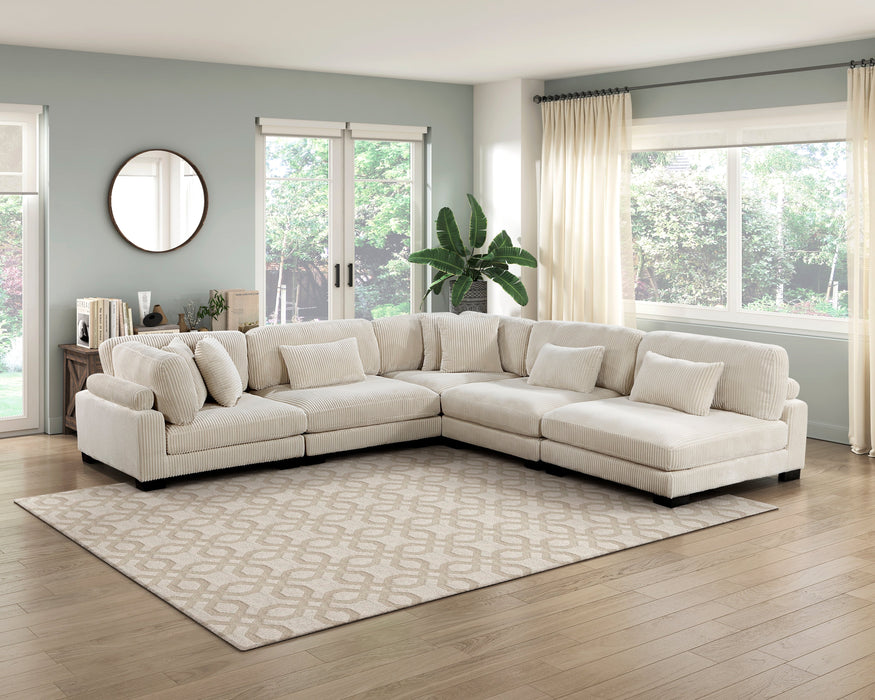 Traverse Beige Corduroy 5-Piece Modular Sectional