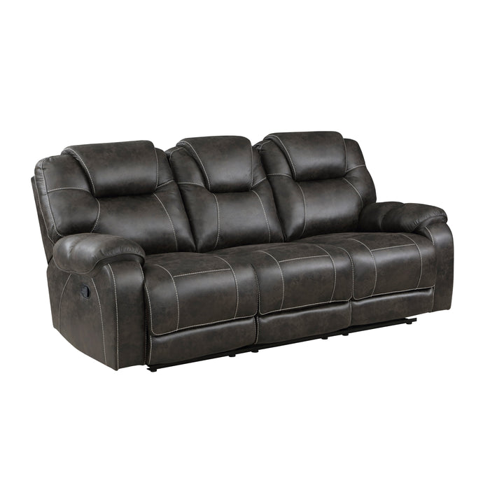 Gainesville Chocolate Microfiber Double Reclining Sofa