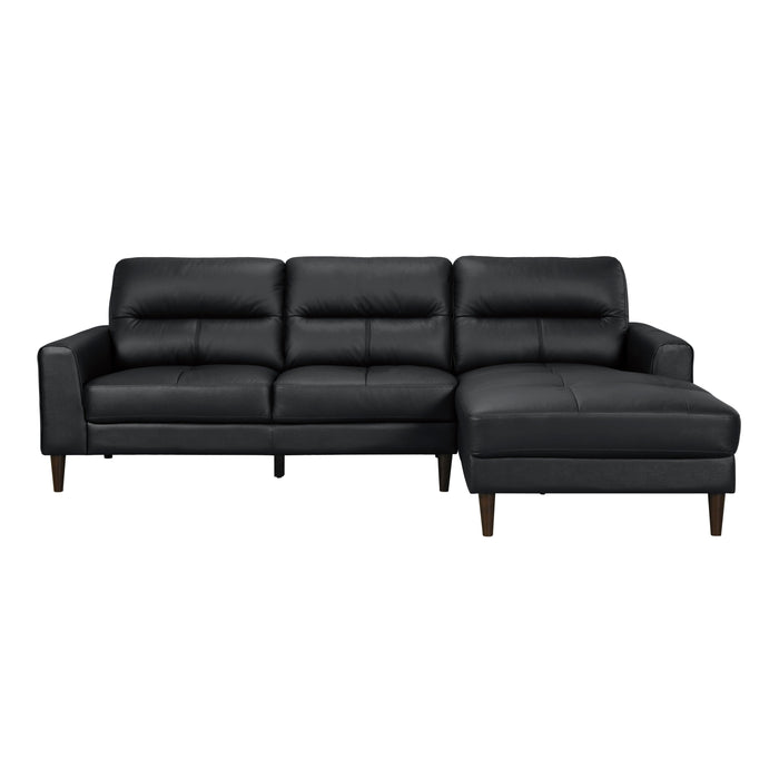 Lewes Black Leather 2-Piece Sectional with Right Chaise