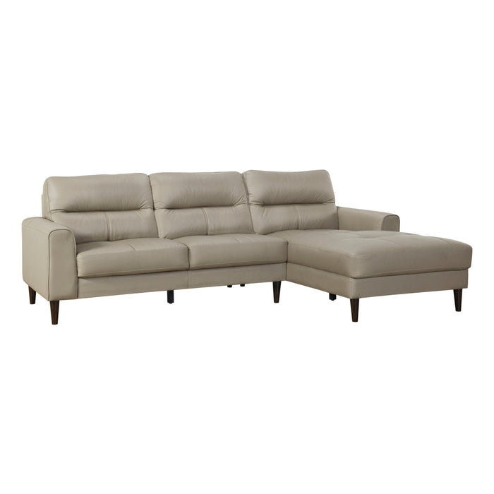 Lewes Latte Leather 2-Piece Sectional with Right Chaise