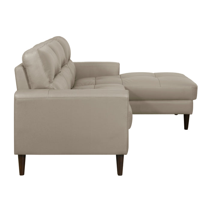 Lewes Latte Leather 2-Piece Sectional with Right Chaise