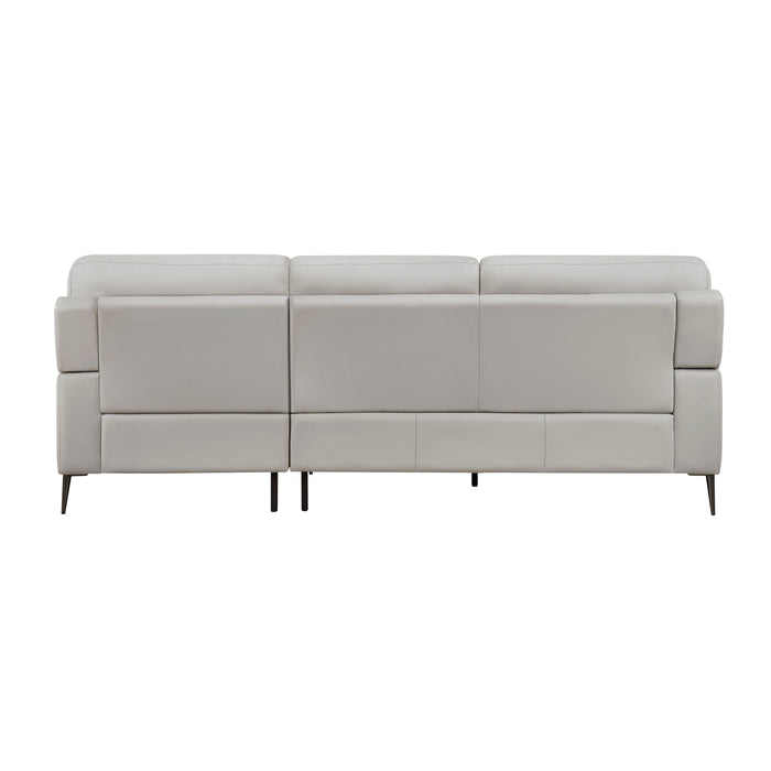 Essex Light Gray Leather 2-Piece Sectional with Right Chaise