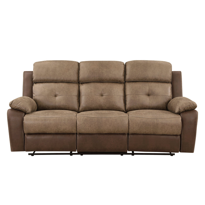 Glendale Brown Microfiber Double Reclining Sofa