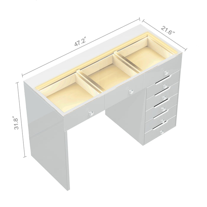 VANITII Diana Vanity Desk - 8 Storage Drawers