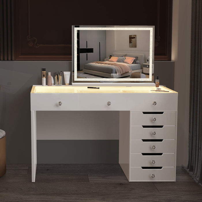 VANITII Diana Vanity Desk - 8 Storage Drawers