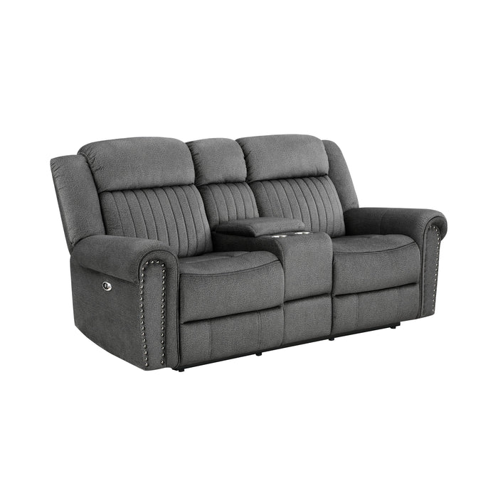 Brennen Charcoal Power Double Reclining Loveseat