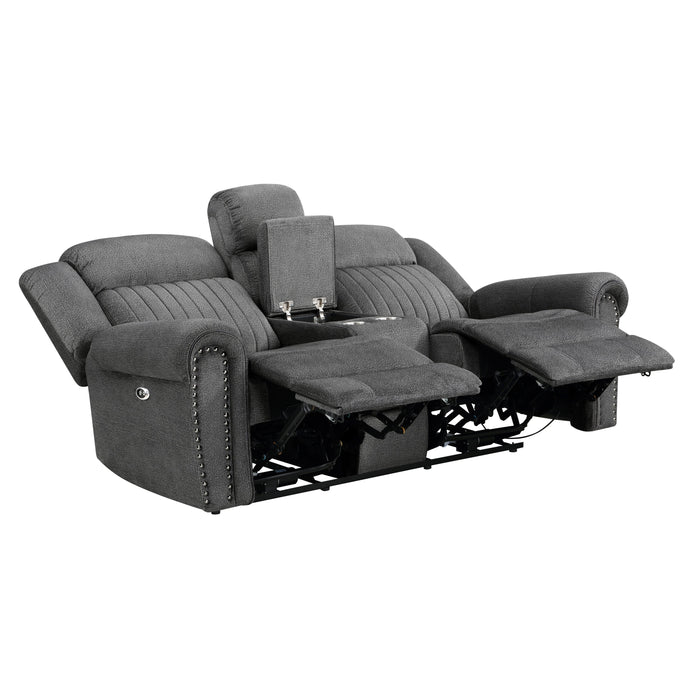 Brennen Charcoal Power Double Reclining Loveseat