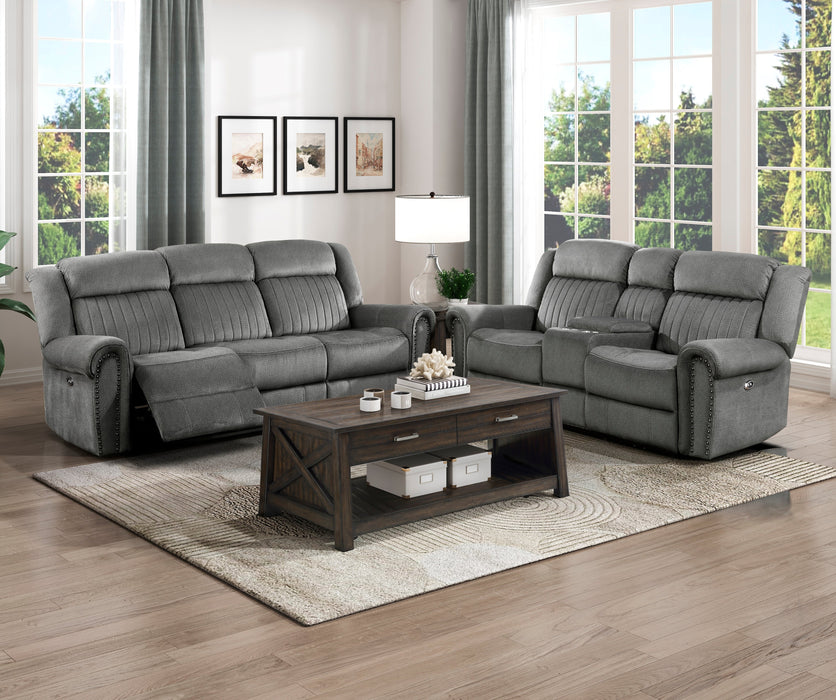 Brennen Charcoal Power Double Reclining Loveseat