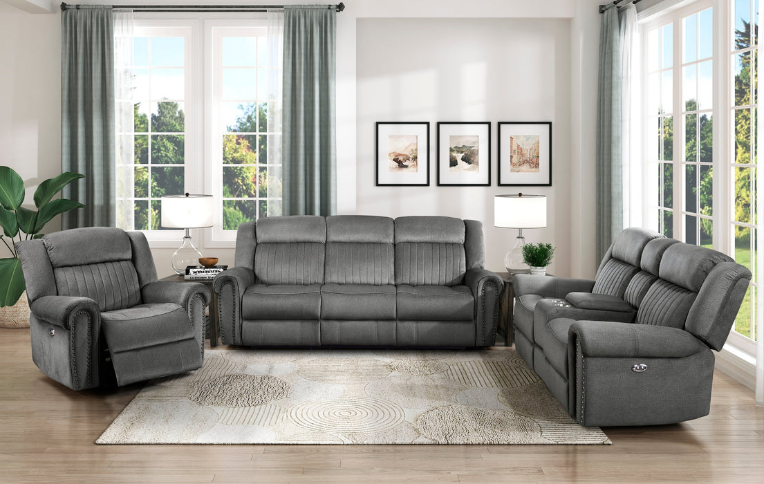 Brennen Charcoal Power Double Reclining Loveseat