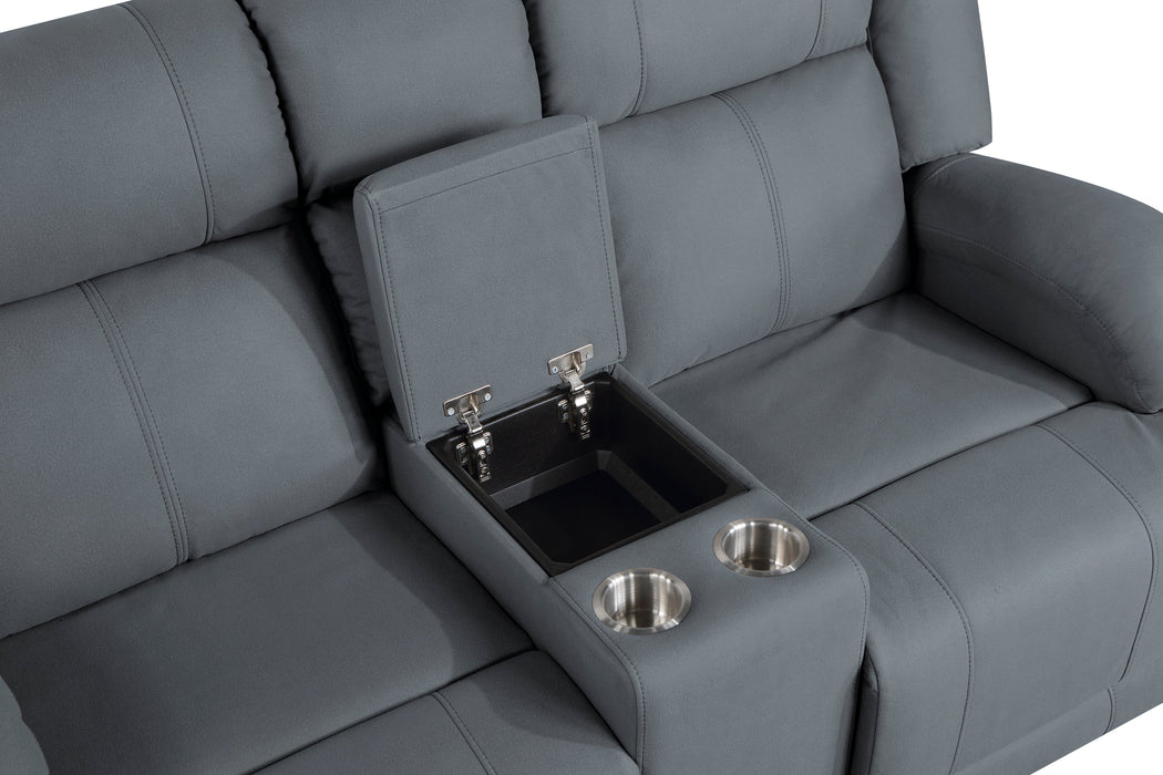 Camryn Graphite Blue Double Reclining Loveseat with Center Console