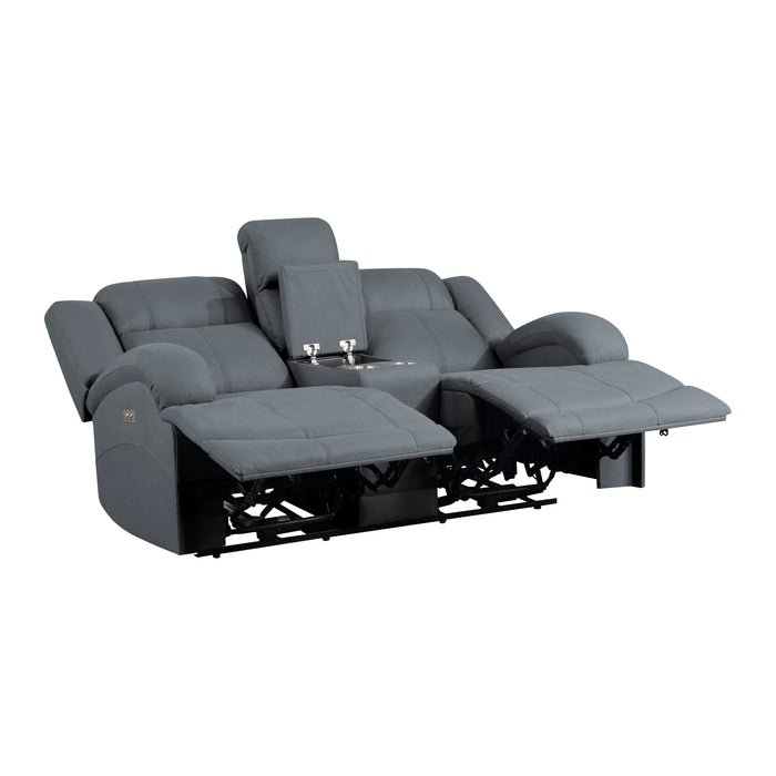 Camryn Graphite Blue Power Double Reclining Loveseat