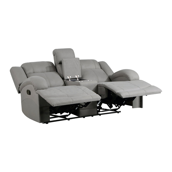 Camryn Gray Double Reclining Loveseat with Center Console