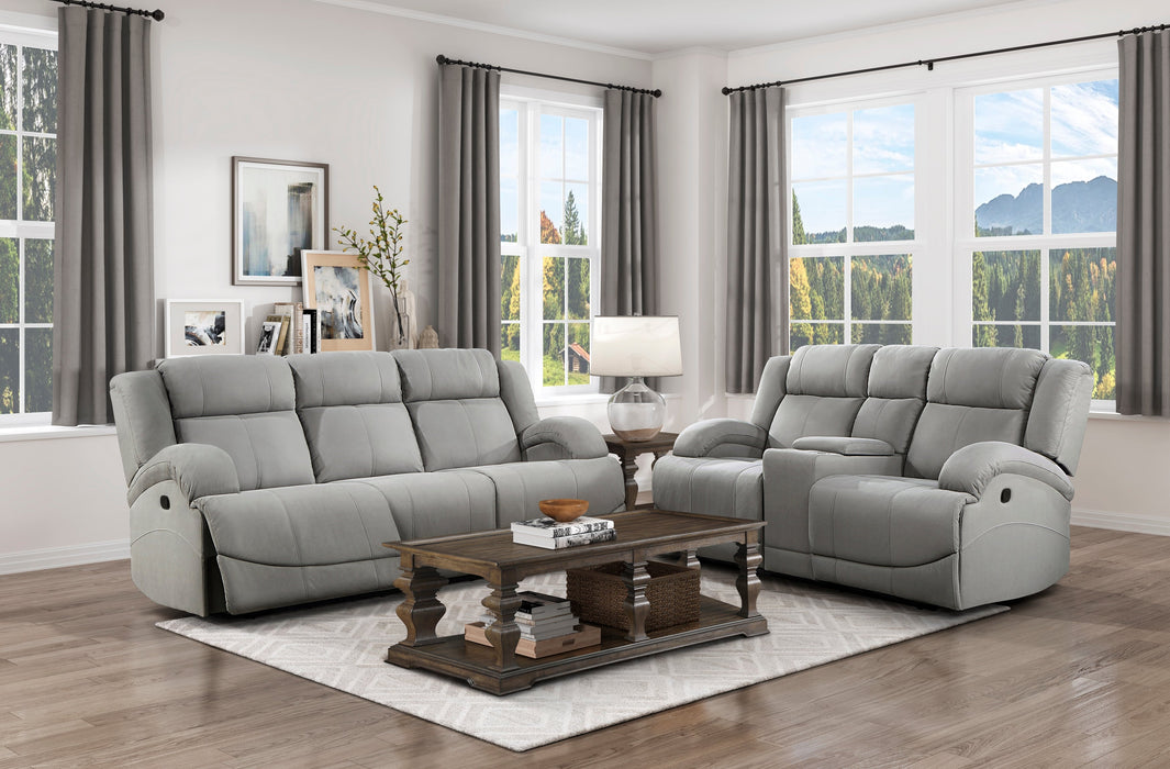 Camryn Gray Double Reclining Loveseat with Center Console