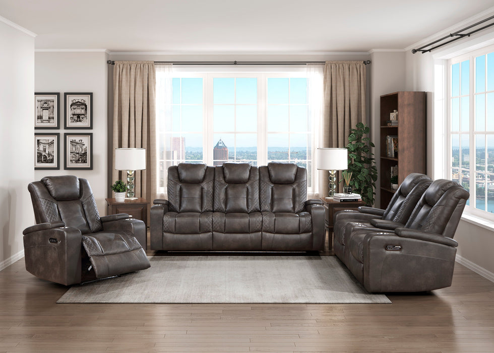 Tabor Dark Brown Power Double Reclining Loveseat