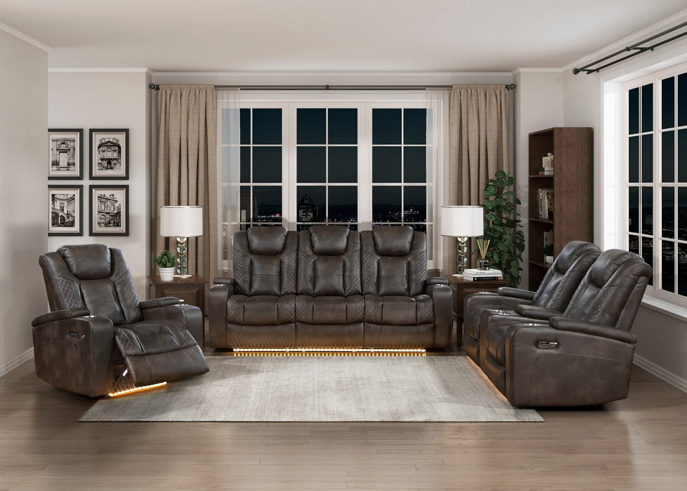 Tabor Dark Brown Power Double Reclining Loveseat