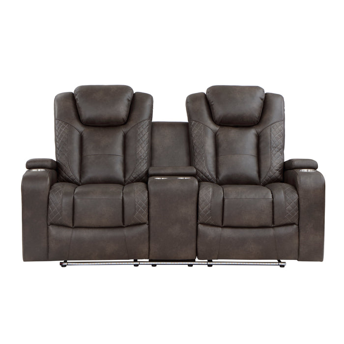 Tabor Dark Brown Power Double Reclining Loveseat