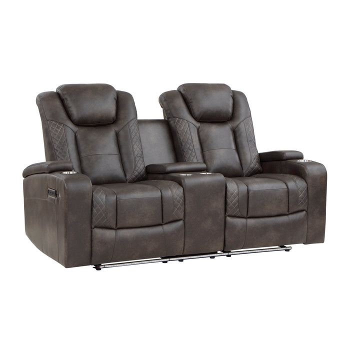 Tabor Dark Brown Power Double Reclining Loveseat