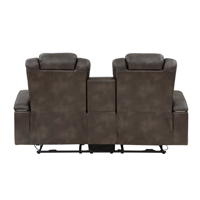 Tabor Dark Brown Power Double Reclining Loveseat