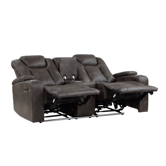 Tabor Dark Brown Power Double Reclining Loveseat