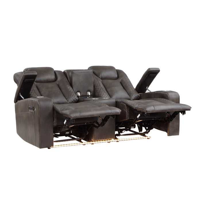 Tabor Dark Brown Power Double Reclining Loveseat