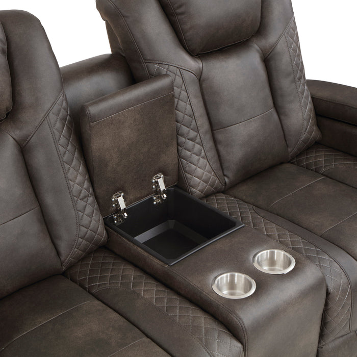 Tabor Dark Brown Power Double Reclining Loveseat