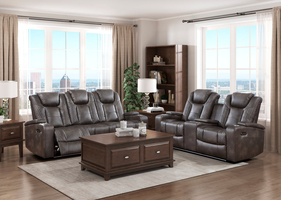 Tabor Dark Brown Power Double Reclining Loveseat