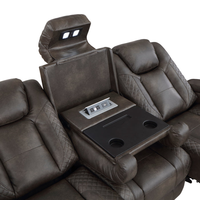 Tabor Dark Brown Power Double Reclining Sofa