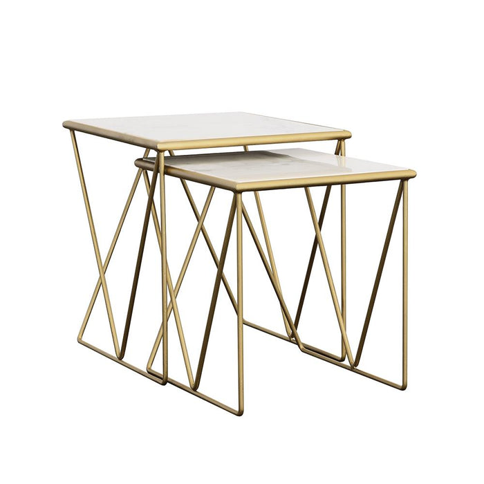 Bette 2-piece Nesting Table Set White and Gold image