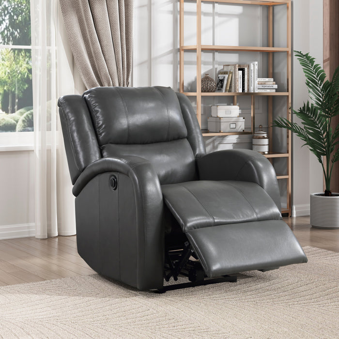 Foxcroft Gray Faux Leather Power Reclining Chair