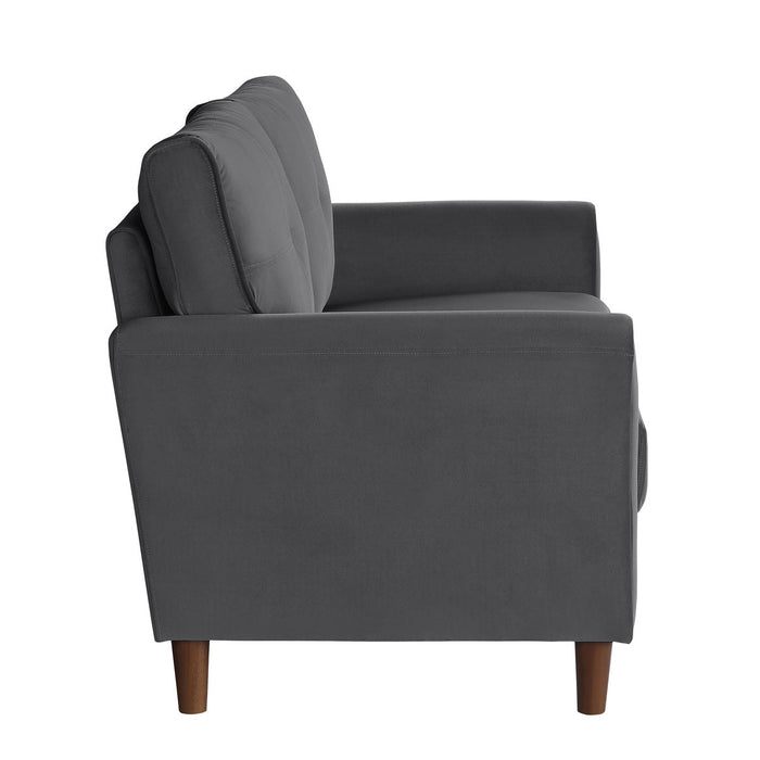 Dunleith Charcoal Gray Velvet Loveseat