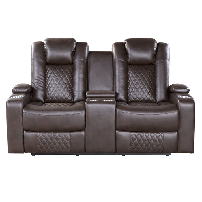 Caelan Dark Brown Power Double Reclining Loveseat