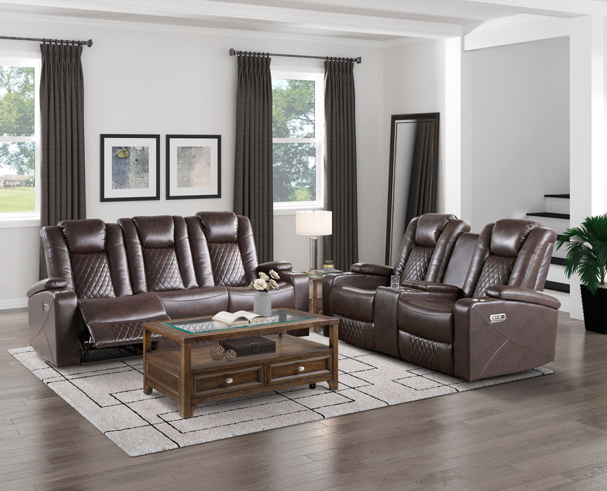 Caelan Dark Brown Power Double Reclining Loveseat