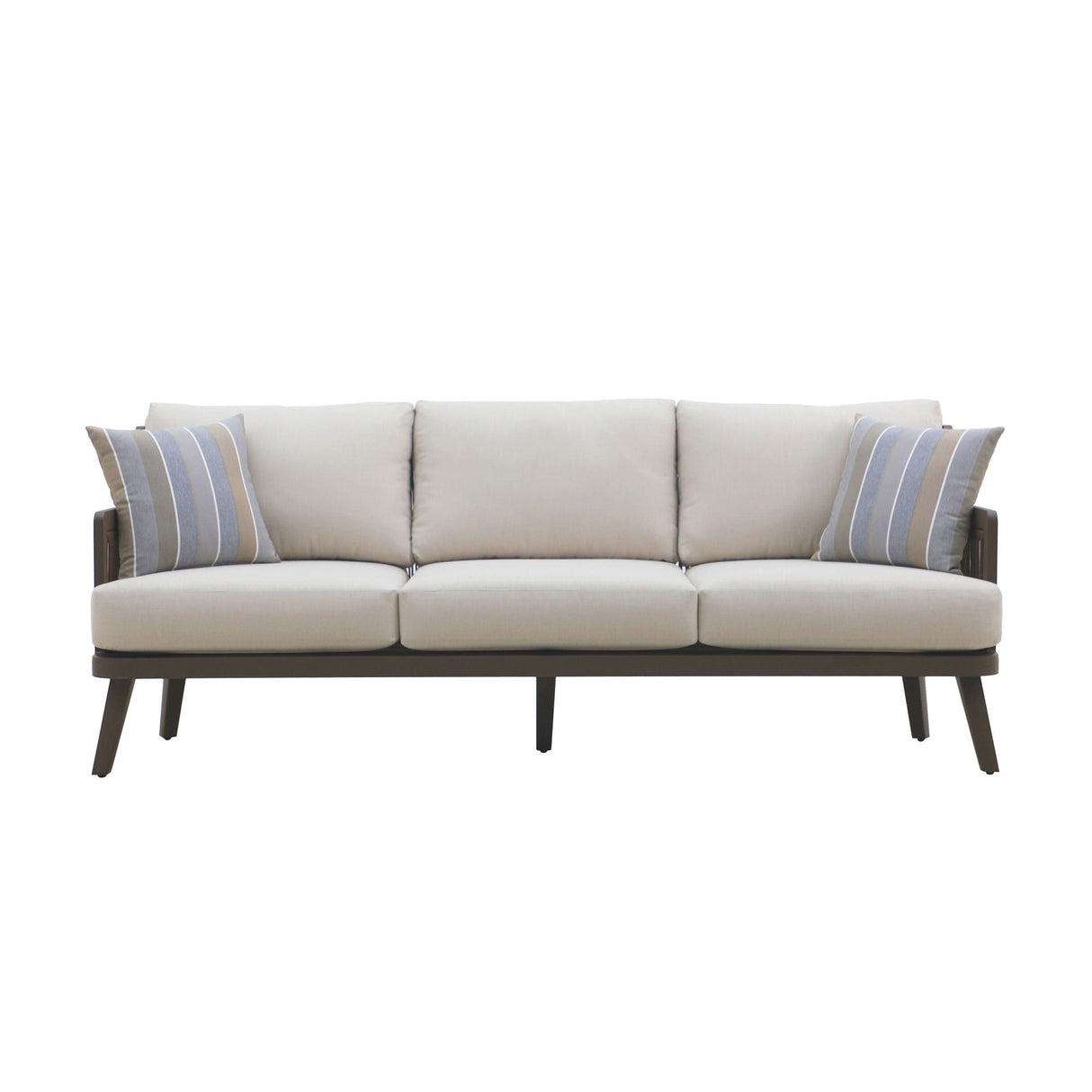 Genova - Patio Sofa With Two Accent Pillows - Gray