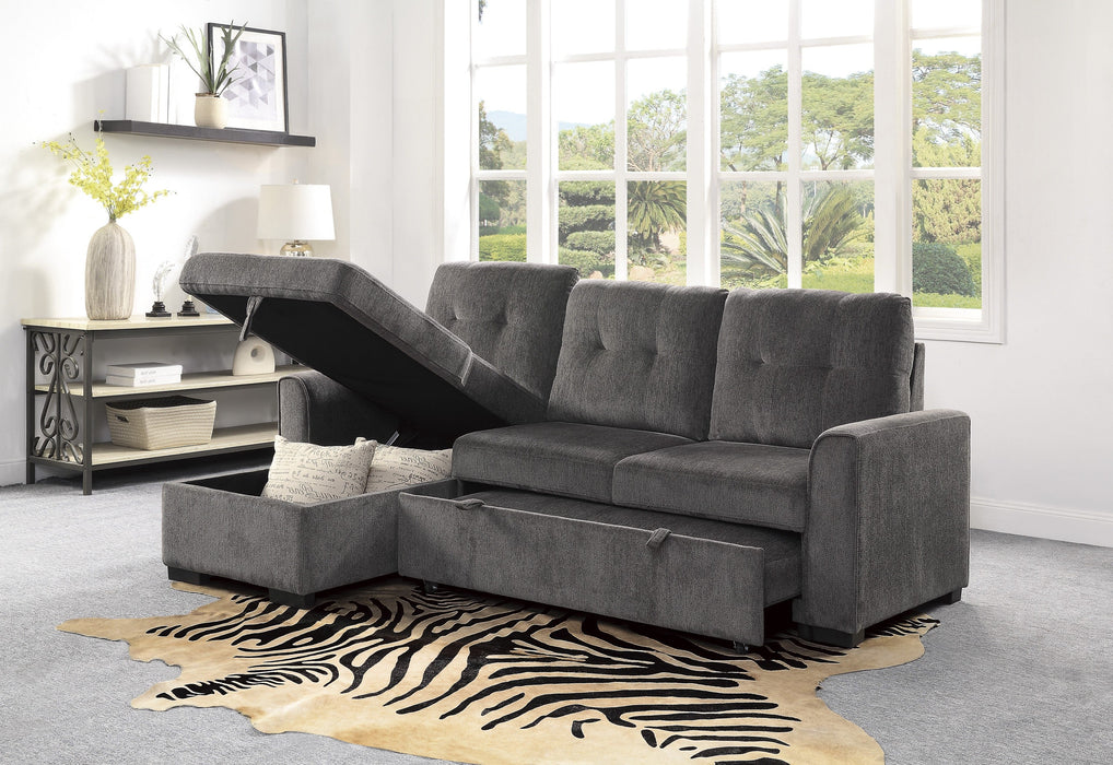 Carolina Dark Gray Reversible Storage Sleeper Sofa Chaise