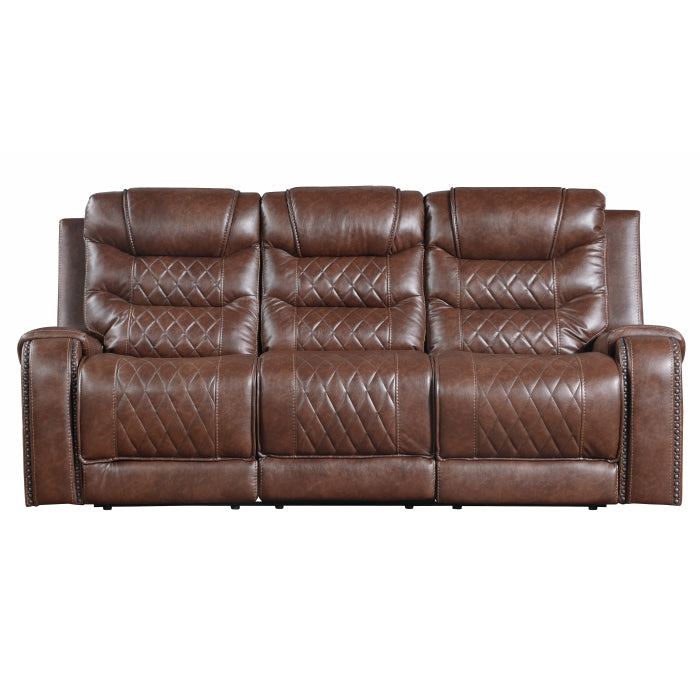 Putnam Brown Reclining Sofa With Drop Down Table