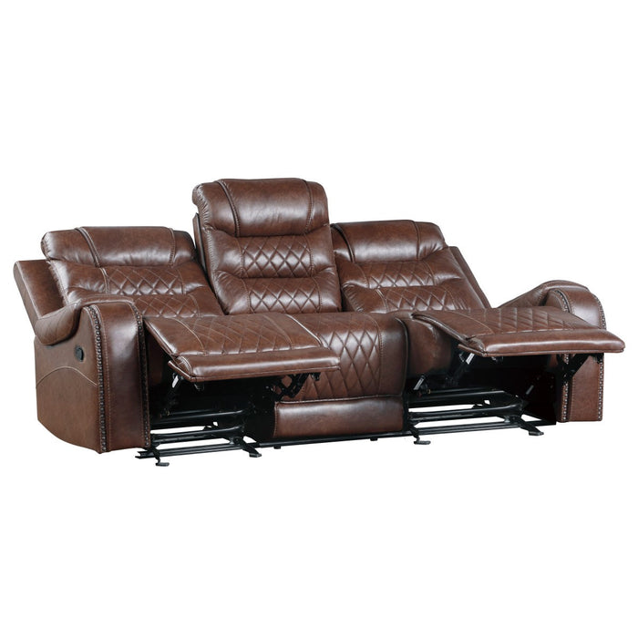 Putnam Brown Reclining Sofa With Drop Down Table