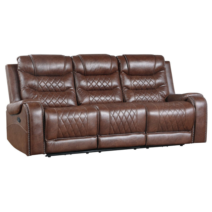 Putnam Brown Reclining Sofa With Drop Down Table