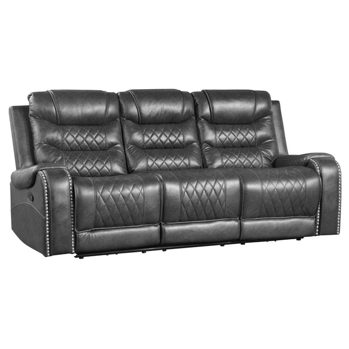 Putnam Gray Reclining Sofa With Drop Down Table