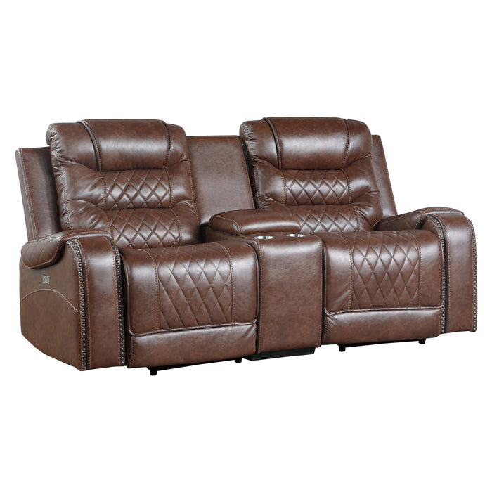 Putnam Brown Power Double Reclining Loveseat