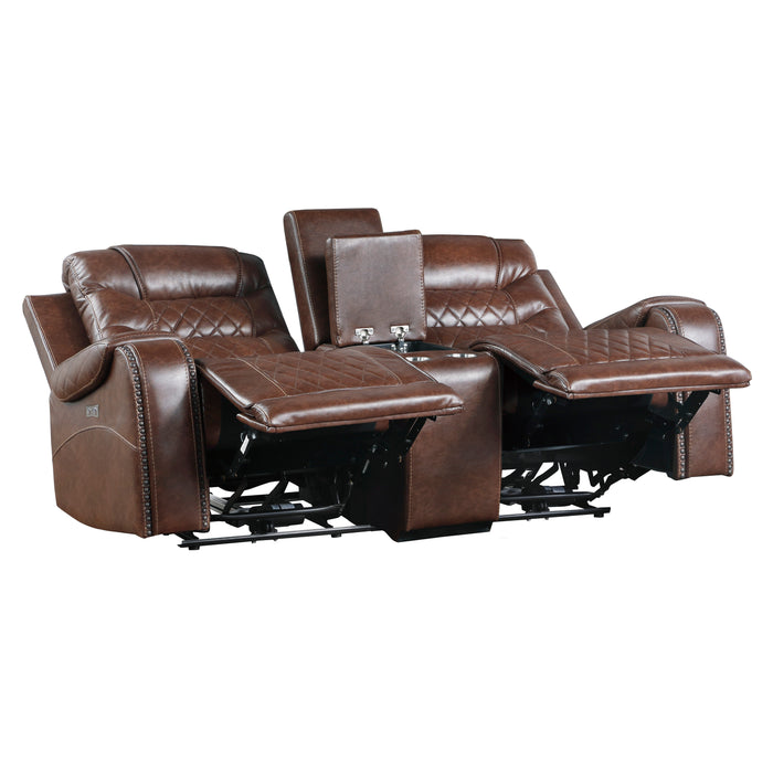 Putnam Brown Power Double Reclining Loveseat